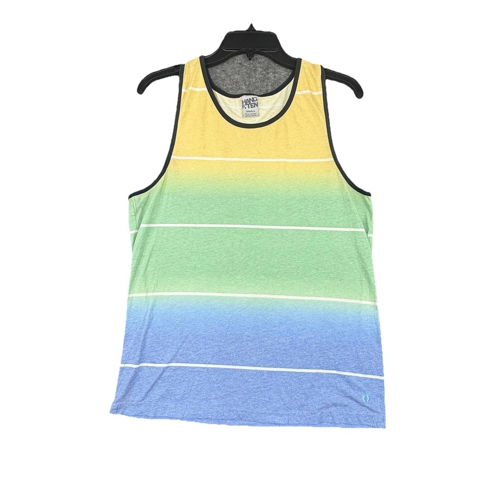 Vintage 70s Hang Ten Striped Tank Top Rainbow Surf Skateboard USA Small